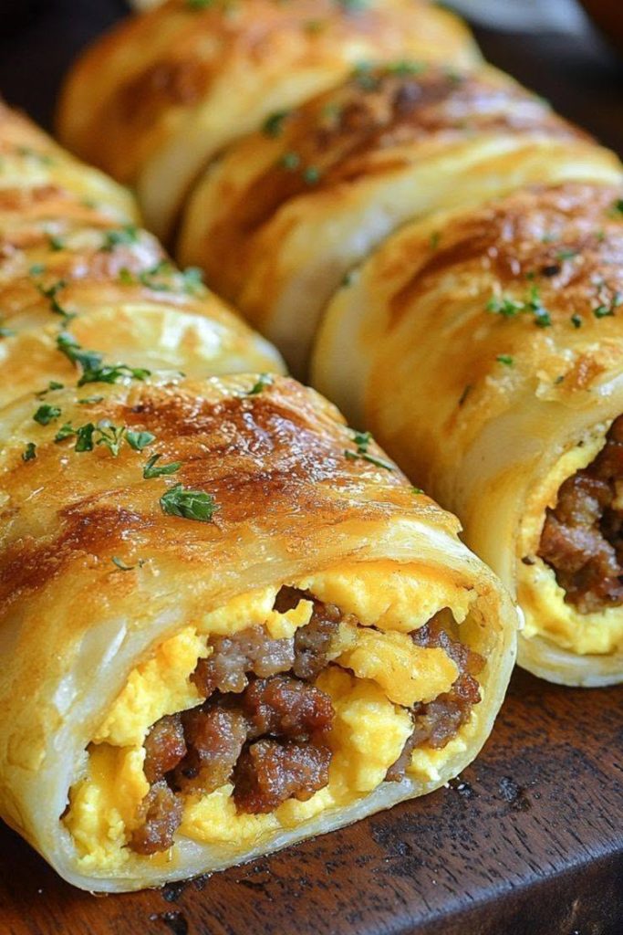 Frasiga frukostrullar med ägg, kryddig köttfärs och ost – enkelt och gott recept