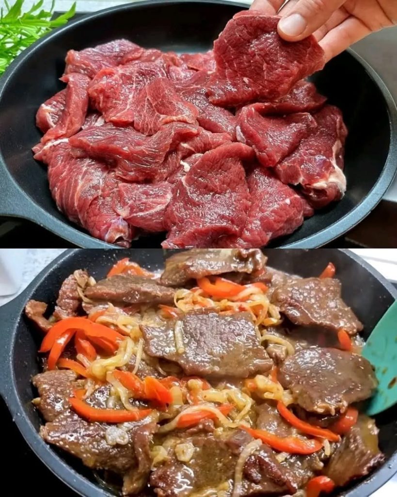 Mört nötkött med lök och paprika – en saftig middag i stekpanna som är klar på 30 minuter!